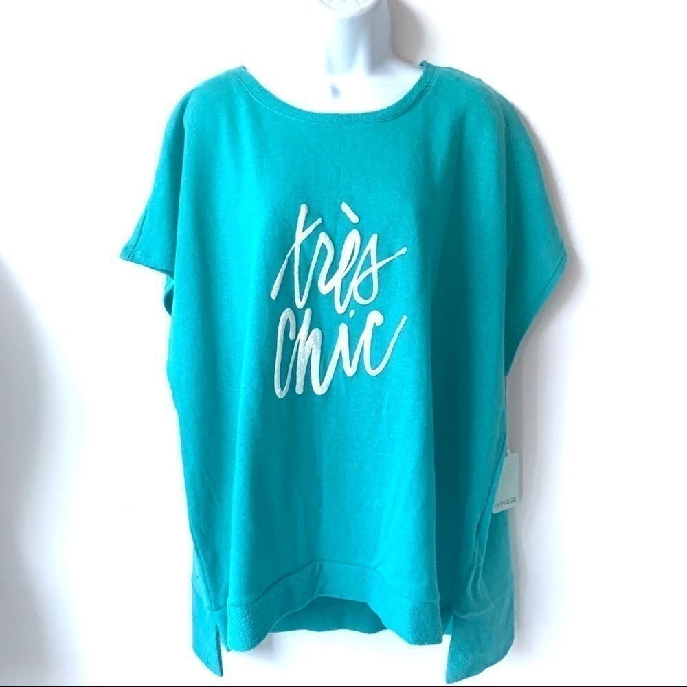 NWT COZY LOUNGE TURQUOISE SWEATSHIRT TOP